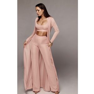 Pink Prosecco Cropped Wide Leg Pants